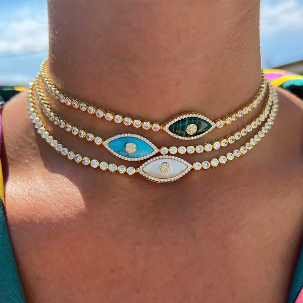 “Gemma” mother of pearl eye choker – Gemma Azzurro