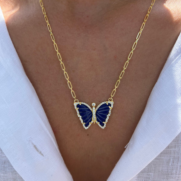 Diamond Small Lapis Butterfly Bracelet