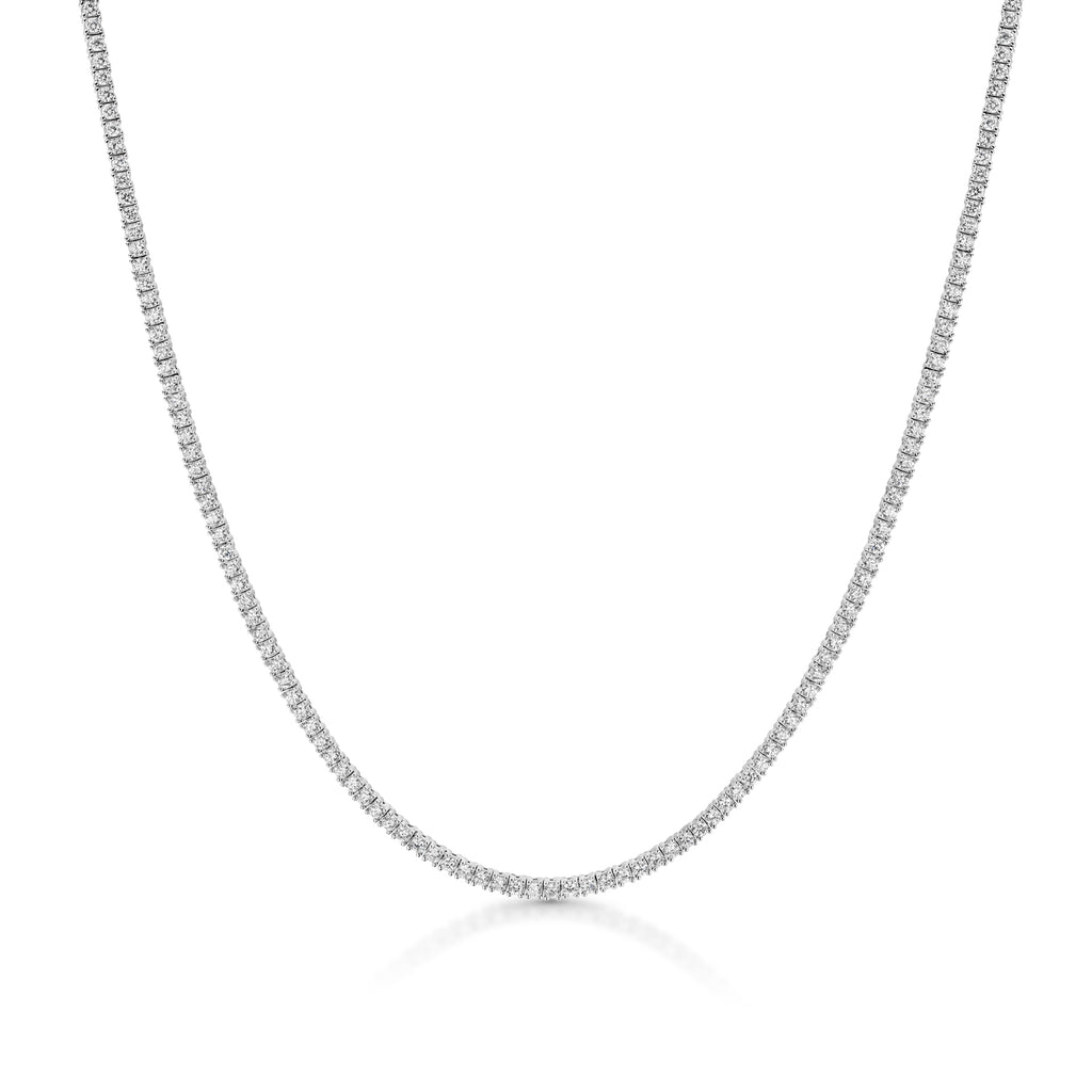 Sterling silver 2 mm prong set cz diamond tennis necklace