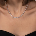 Sterling silver Riviera cz diamond tennis necklace