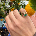 Silver gold plated spiral pear emerald signet ring