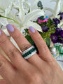 Sterling silver emerald & clear cz eternity band