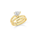 Silver gold plated spiral pear cz diamond signet ring