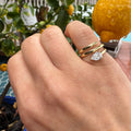 Silver gold plated spiral pear cz diamond signet ring