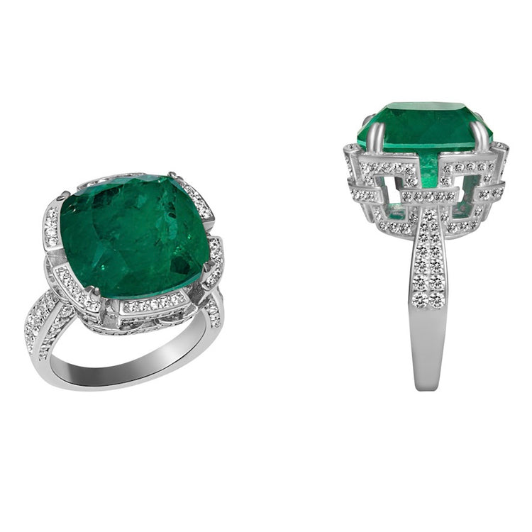 Sterling Emerald Pearl Statement 2024 Ring R027