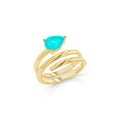 Silver gold plated spiral pear paraiba signet ring