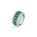 Sterling silver emerald & clear cz eternity band