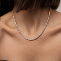 Sterling silver 2 mm prong set cz diamond tennis necklace