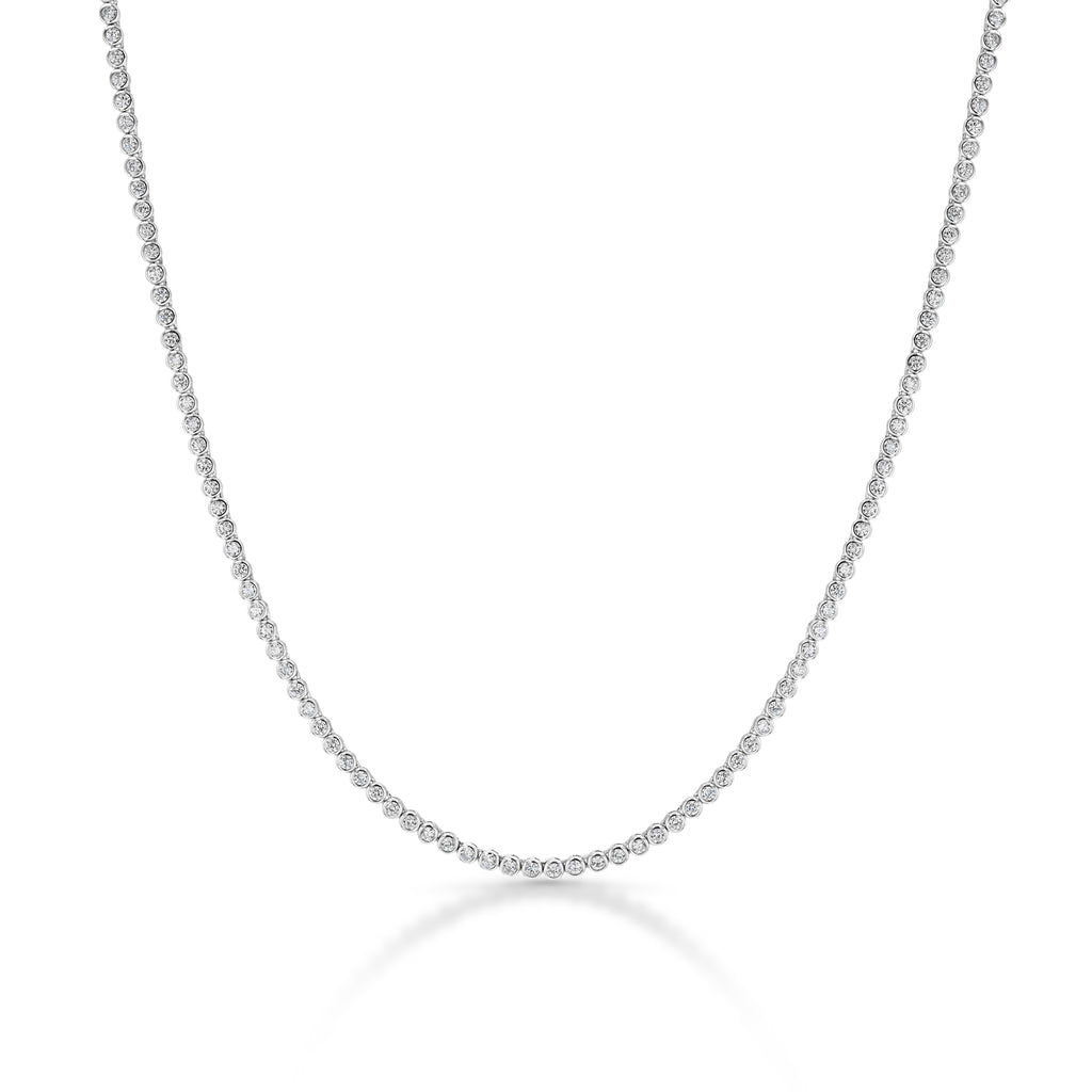 Sterling silver bezel cz diamond tennis necklace