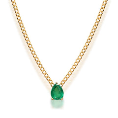 Silver gold plated pear shaped emerald necklace – Gemma Azzurro