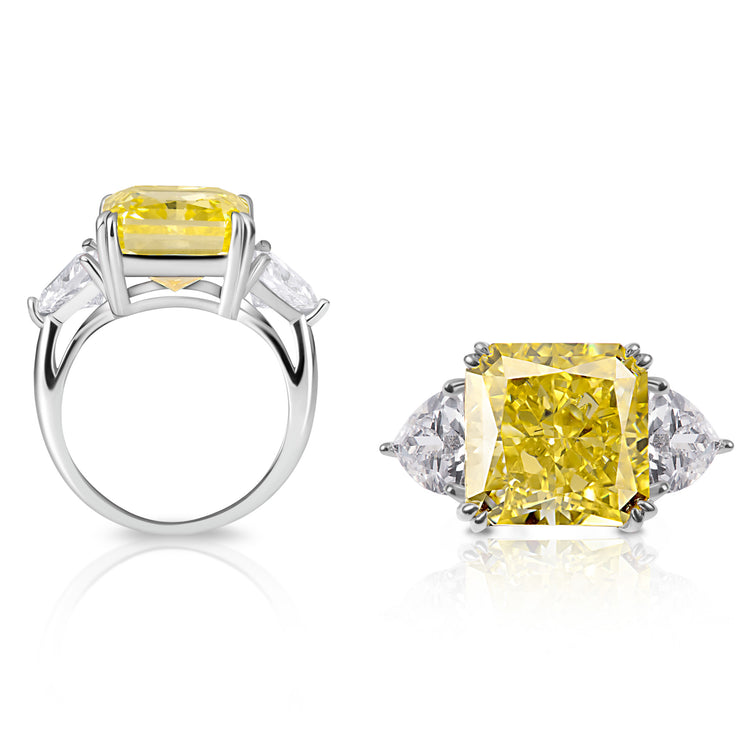 Simulated canary diamond outlet cz ring & pendant set