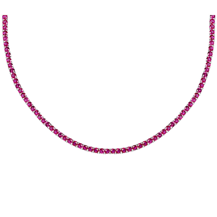 7mm Oval Tennis Chain w/Pink Stones - 6 ICE