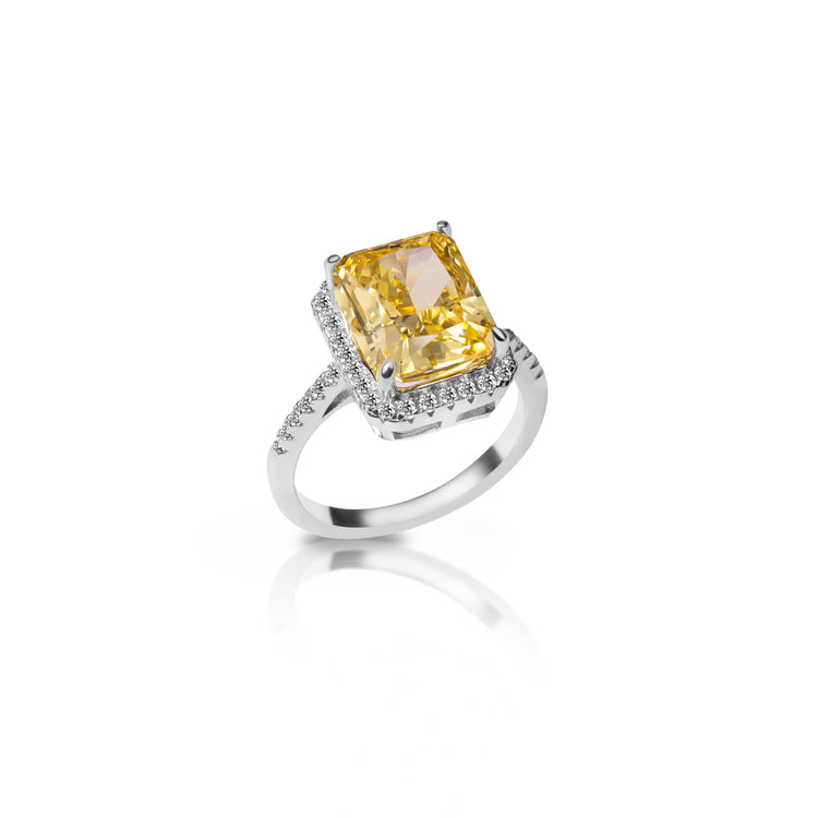 Simulated canary clearance diamond ring