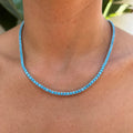 Sterling silver turquoise tennis necklace