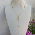 Silver gold plated star lariat necklace