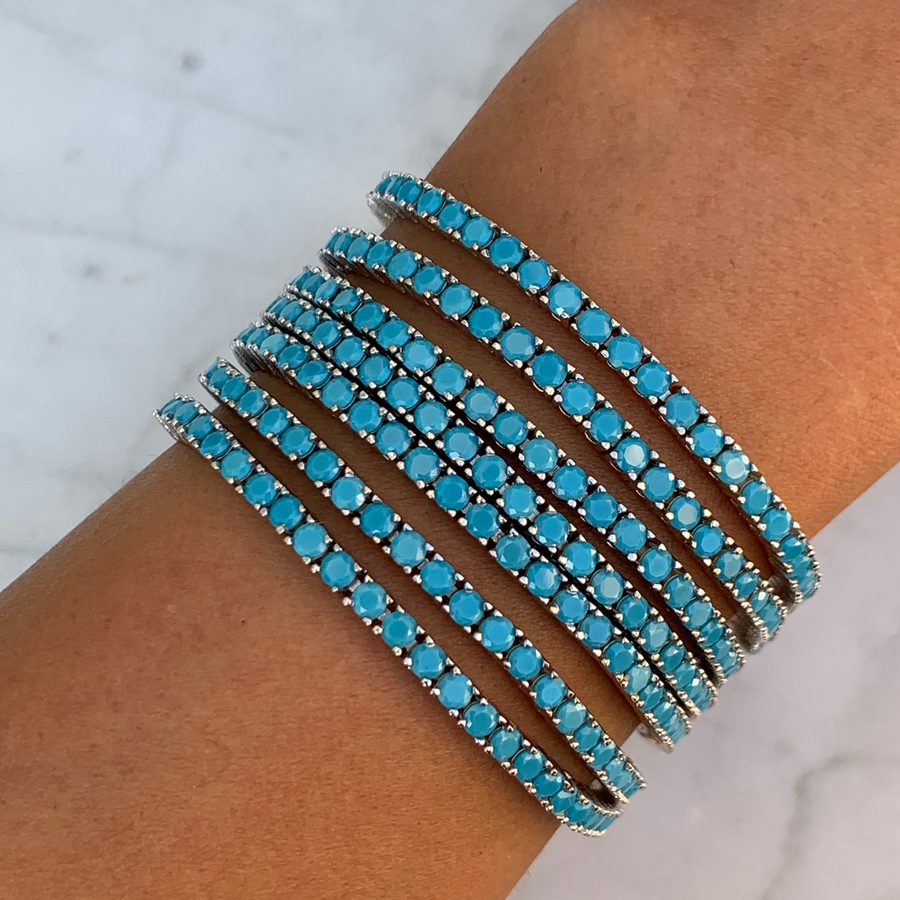 Sterling silver turquoise tennis bracelet Gemma Azzurro