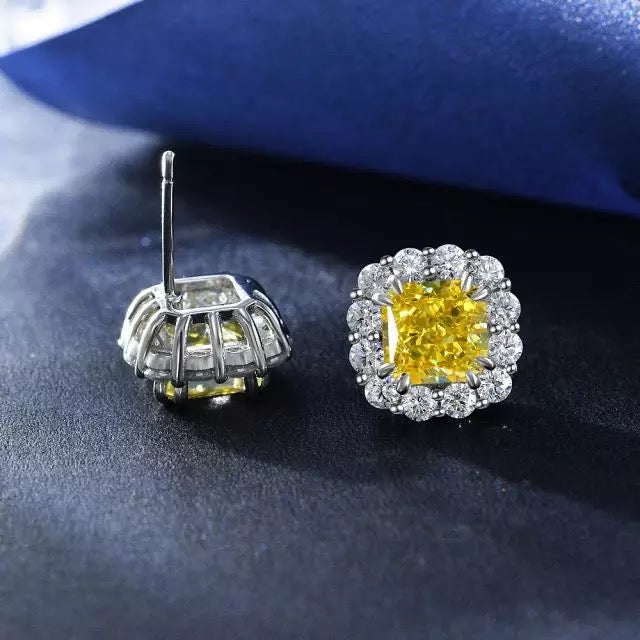 Macaron” sterling silver simulated yellow diamond studs – Gemma