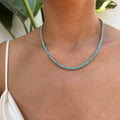 Silver gold plated turquoise tennis necklace