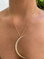 Silver gold plated crescent moon necklace