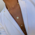 Silver gold plated star lariat necklace