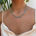 Silver gold plated turquoise tennis necklace