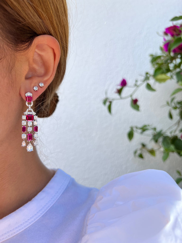 Two Flower Chandelier Earrings | Rebekajewelry