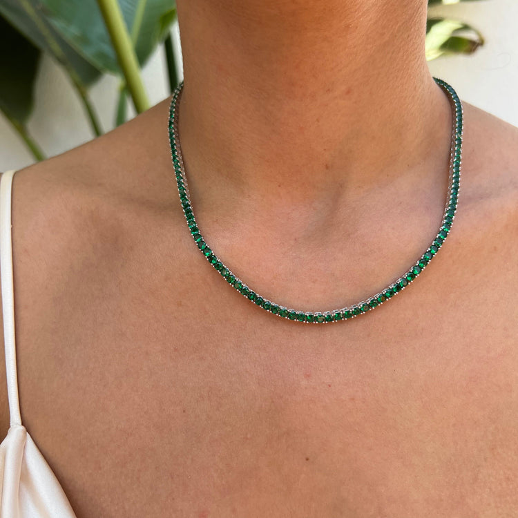 READY TO SHIP JUMBO EMERALD BAGUETTE TENNIS NECKLACE – SHAY JEWELRY